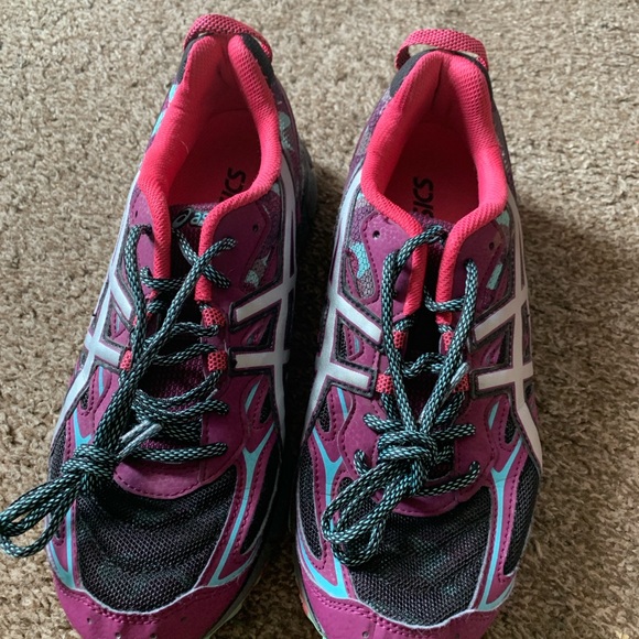 Asics Gel Scram 3 Trail Running Shoes Purple Black Pink Aqua Women's Size 9.5 - Picture 2 of 6